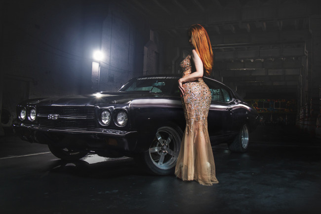 Обои картинки фото автомобили, -авто с девушками, chevy, guzzy, chevelle