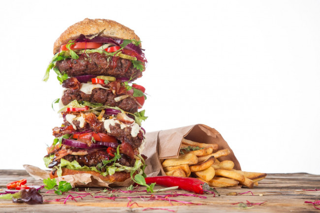 Обои картинки фото еда, бутерброды,  гамбургеры,  канапе, перец, огромный, гамбургер