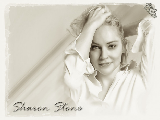 Обои картинки фото sharon, stone, рисованные, люди