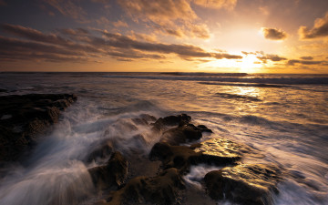 Картинка природа восходы закаты море закат камни