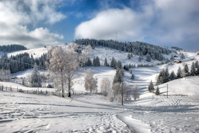 Обои картинки фото природа, зима, румыния, fundata, брашов
