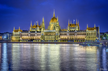 Картинка города будапешт венгрия ночь парламент отражение
