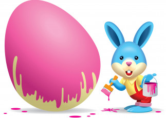 обоя векторная графика, животные , animals, краски, кролик, яйцо