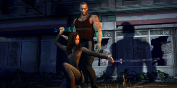 Картинка 3д+графика фантазия+ fantasy мужчина оружие фон взгляд девушка