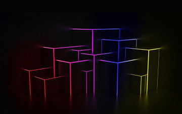 Картинка 3д+графика абстракция+ abstract цвета свечение каемка края фигуры прямоугольники