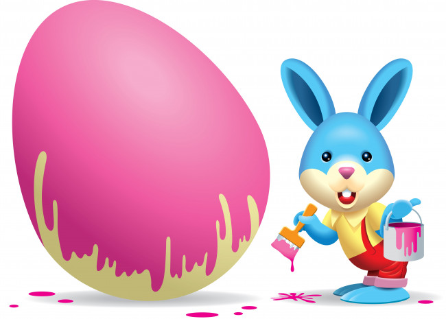 Обои картинки фото векторная графика, животные , animals, краски, кролик, яйцо