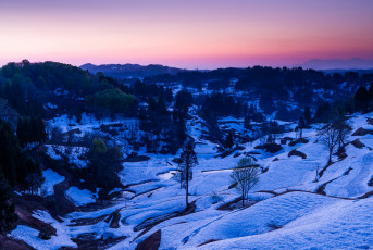 Картинка природа пейзажи пейзаж снег зима деревья вечер река ручей долина горы