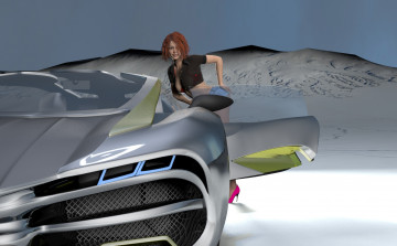 Картинка 3д+графика люди-авто мото+ people-+car+ +moto автомобиль фон взгляд девушка