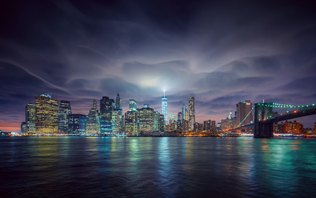 Обои картинки фото города, нью-йорк , сша, огни, нью-йорк, вечер, город