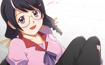 Картинка аниме bakemonogatari девушка фон взгляд