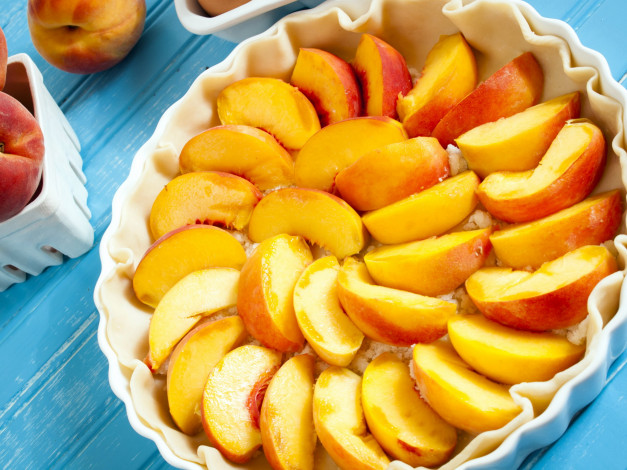 Обои картинки фото еда, пироги, фруктовый, пирог, персики