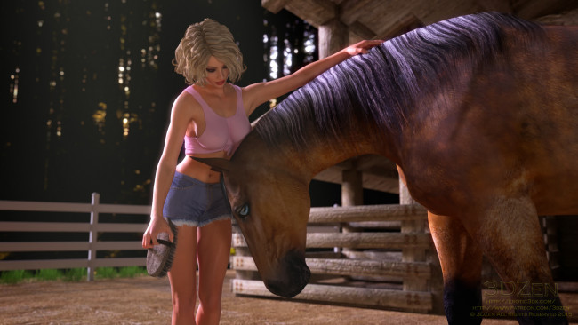 Обои картинки фото 3д графика, люди и животные , people and animals, лошадь, фон, девушка