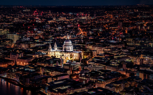Обои картинки фото собор святого павла,  лондон,  англия, города, лондон , великобритания, городской, пейзаж, ночь, англия, лондон, собор, святого, павла, мегаполис