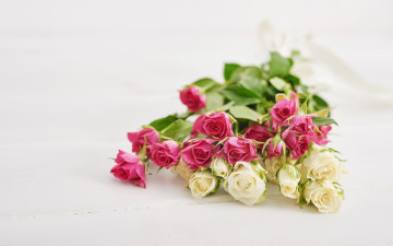 Картинка цветы розы букет розовые белые