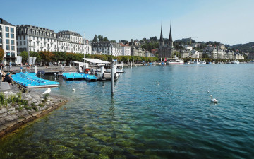 Картинка города люцерн+ швейцария озеро набережная