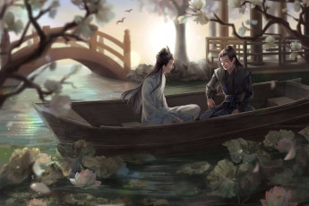 Картинка рисованное кино +мультфильмы лань ванцзи вэй усянь лодка пруд