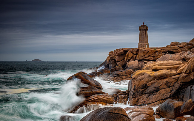 Обои картинки фото ploumanach lighthouse, france, природа, маяки, ploumanach, lighthouse