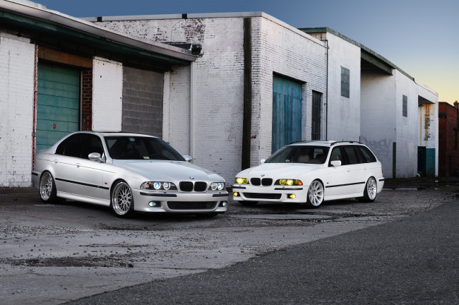 Обои картинки фото автомобили, bmw, white, e39, silver, m5