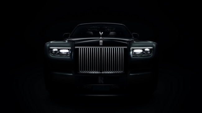 Обои картинки фото rolls royce phantom,  series ll,  2023, автомобили, rolls-royce, rolls, royce, phantom, series, two, black, background, 2023