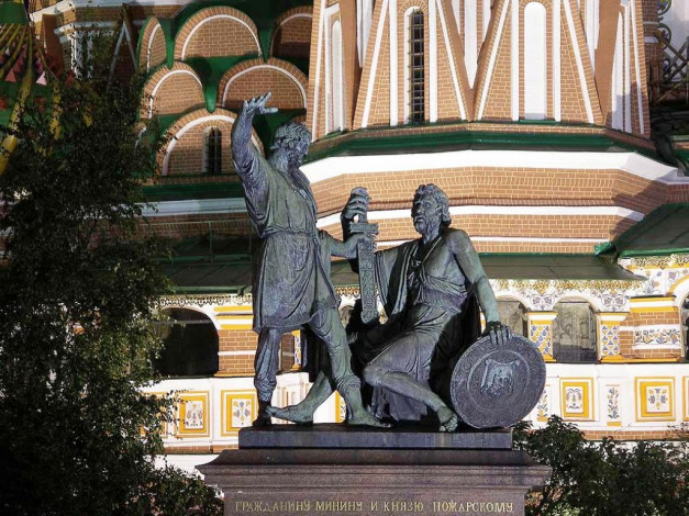 Обои картинки фото памятник, минину, пожарскому, москва, красная, площадь, города, россия