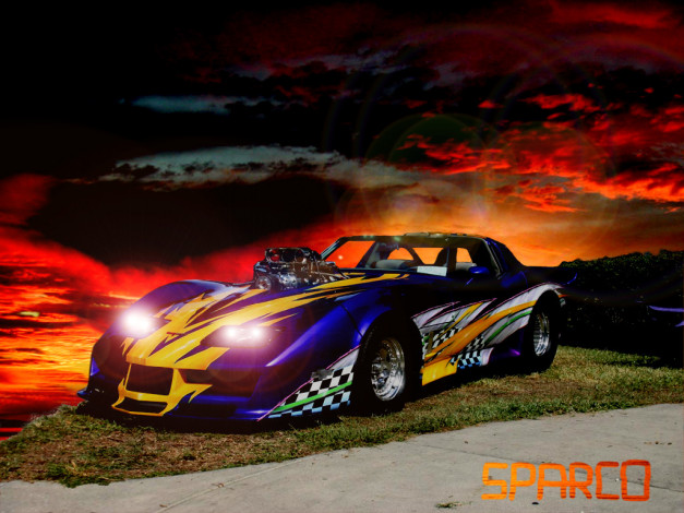 Обои картинки фото corvette, under, sunrise, автомобили