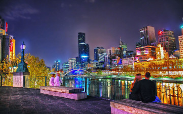 Картинка melbourne australia города огни ночного