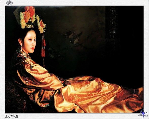 Обои картинки фото гуо, фанг, рисованные, живопись, китаянка, национальный, костюм