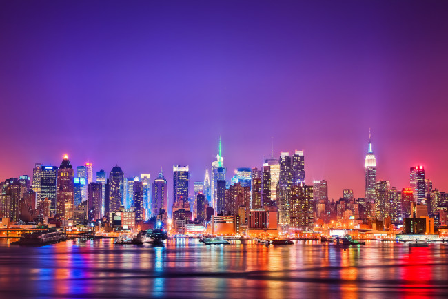 Обои картинки фото new, york, city, города, нью, йорк, сша, ночной, город, огни, manhattan, nyc