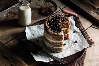 Картинка еда пирожные кексы печенье ситечко тортик лопатка бутылочка