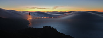 Картинка города сан франциско сша туман мост огни