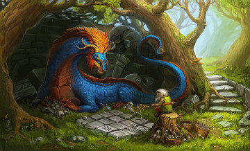 Картинка фэнтези драконы чешуя дерево