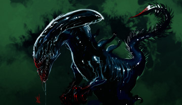 Картинка фэнтези Чужой+ alien кровь хвост монстр чудовище чужой