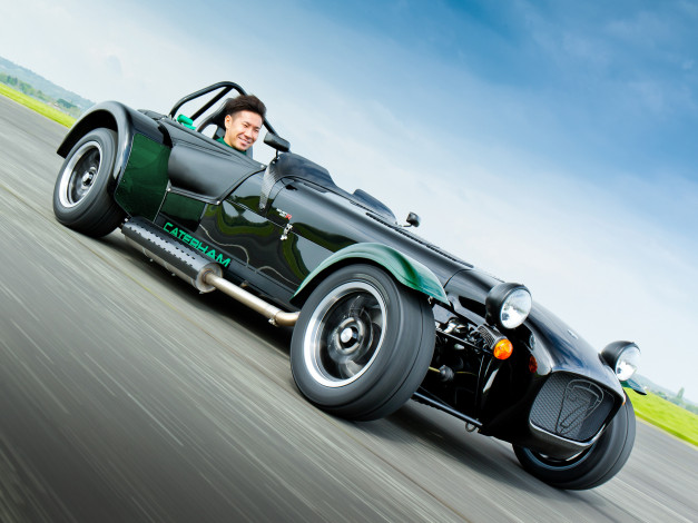 Обои картинки фото автомобили, caterham, спорткар, 2014, темный, kamui, kobayashi, 250, r, seven