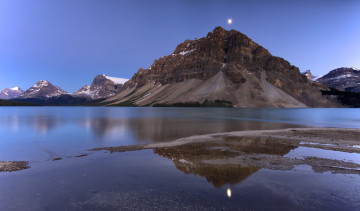 Картинка природа реки озера альберта канада гора озеро луна
