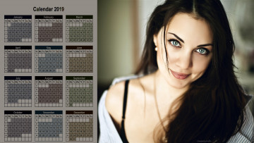 обоя календари, девушки, взгляд, лицо