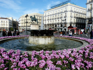Картинка города мадрид+ испания цветы фонтан