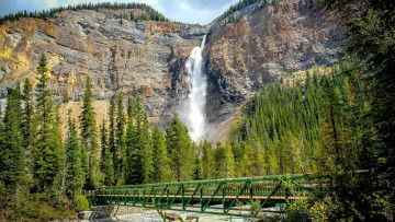 Картинка природа водопады мост водопад горы