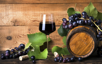 Картинка еда напитки +вино виноград бокал бочка вино