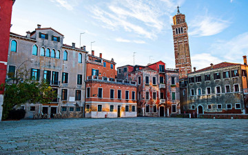 обоя города, венеция , италия, campanile, of, santo, stefano