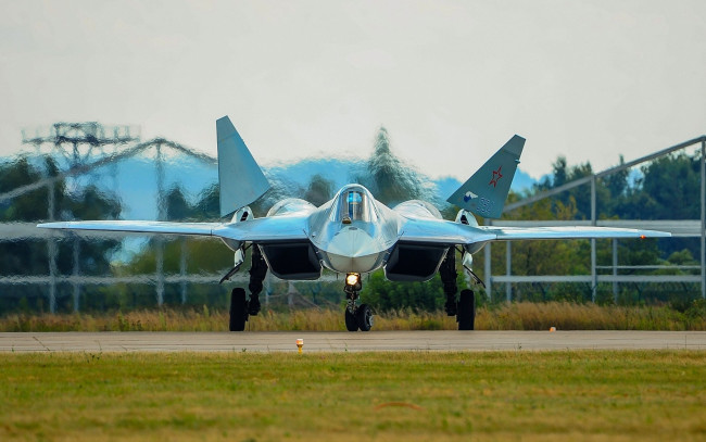 Обои картинки фото су-57, авиация, боевые самолёты, ввс, истребители, боевые, самолеты, сухой, россия, su-57