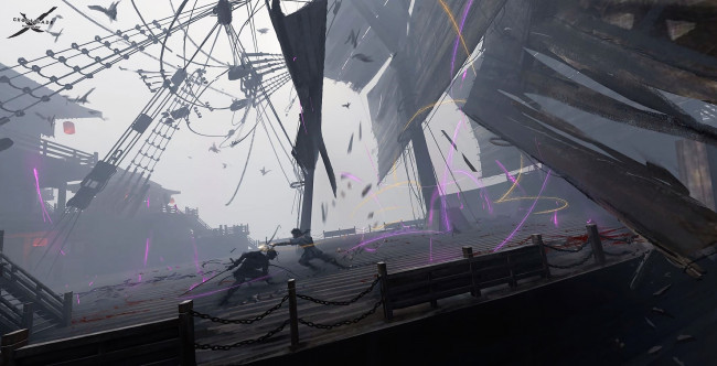 Обои картинки фото фэнтези, _ghost blade ,  призрачный клинок, корабль, поединок, туман