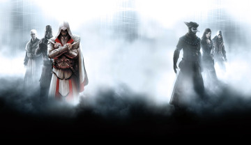 обоя видео игры, assassin`s creed,  brotherhood, персонажи, туман