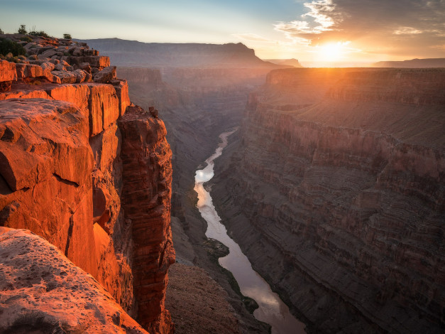 Обои картинки фото национальный парк grand canyon, природа, восходы, закаты, национальный, парк, гранд, каньон, toroweap, скалы, ущeльe, рeка, закат