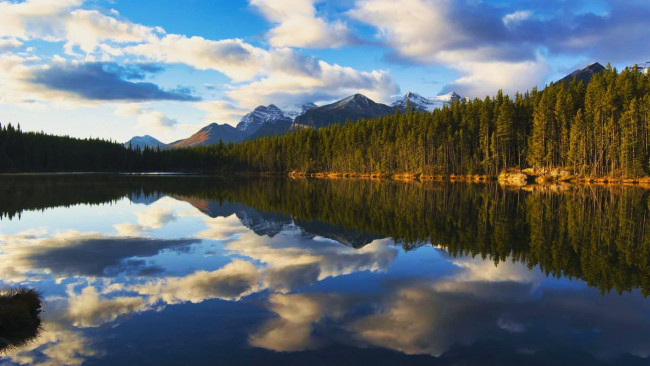 Обои картинки фото herbert lake, banff np, alberta, природа, реки, озера, herbert, lake, banff, np