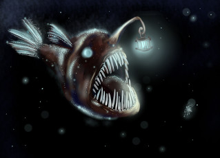 Картинка фэнтези существа подводный мир хищная рыба монстр