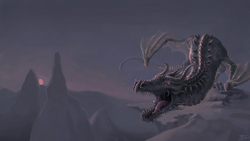 Картинка фэнтези драконы пасть горы