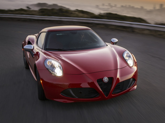 Обои картинки фото автомобили, alfa romeo, 2015г, красный, 960, us-spec, 4c, romeo, alfa