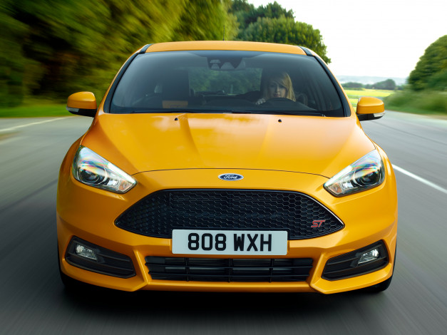 Обои картинки фото автомобили, ford, желтый, focus, 2014г, st