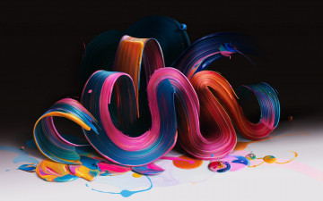 Картинка 3д+графика абстракция+ abstract изгиб объем краски
