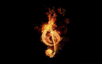 Картинка музыка -рисованные +графика пламя нота